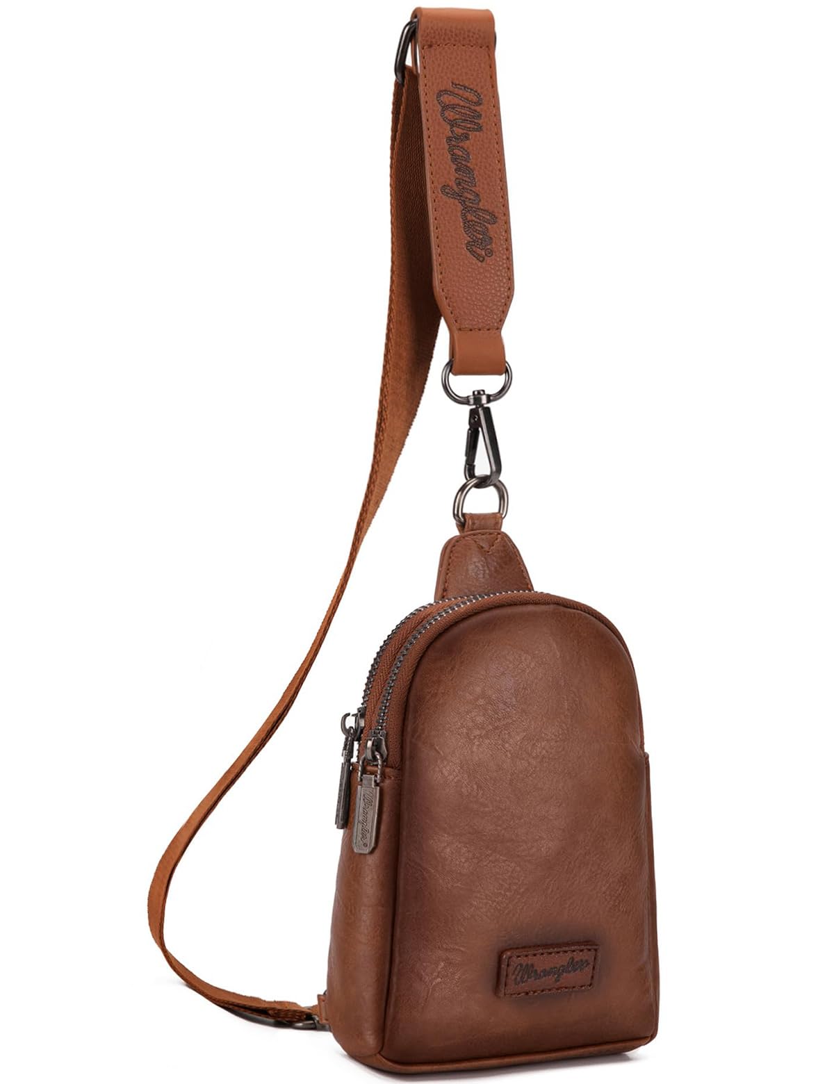 Wrangler Small Sling Bag for Women, Leather Crossbody Bags Cross Body Purse Fanny Packs with Adjustable Strap for Gift