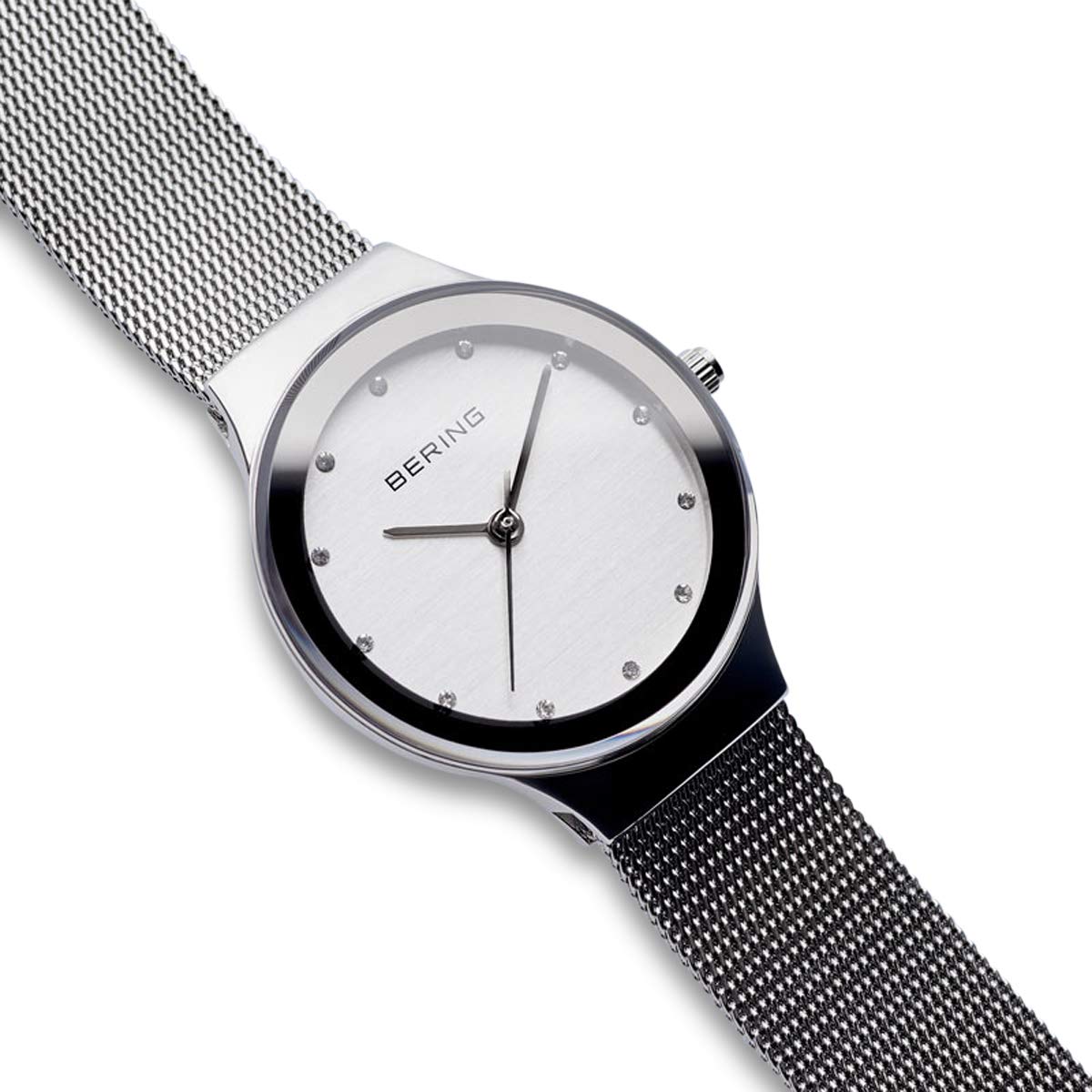 Bering 12934 Reloj de Cuarzo para Mujer con Caja de Acero Inoxidable de 34 mm y Esfera, Correa milanesa, Cristal de Zafiro y Resistencia al Agua de 3 ATM