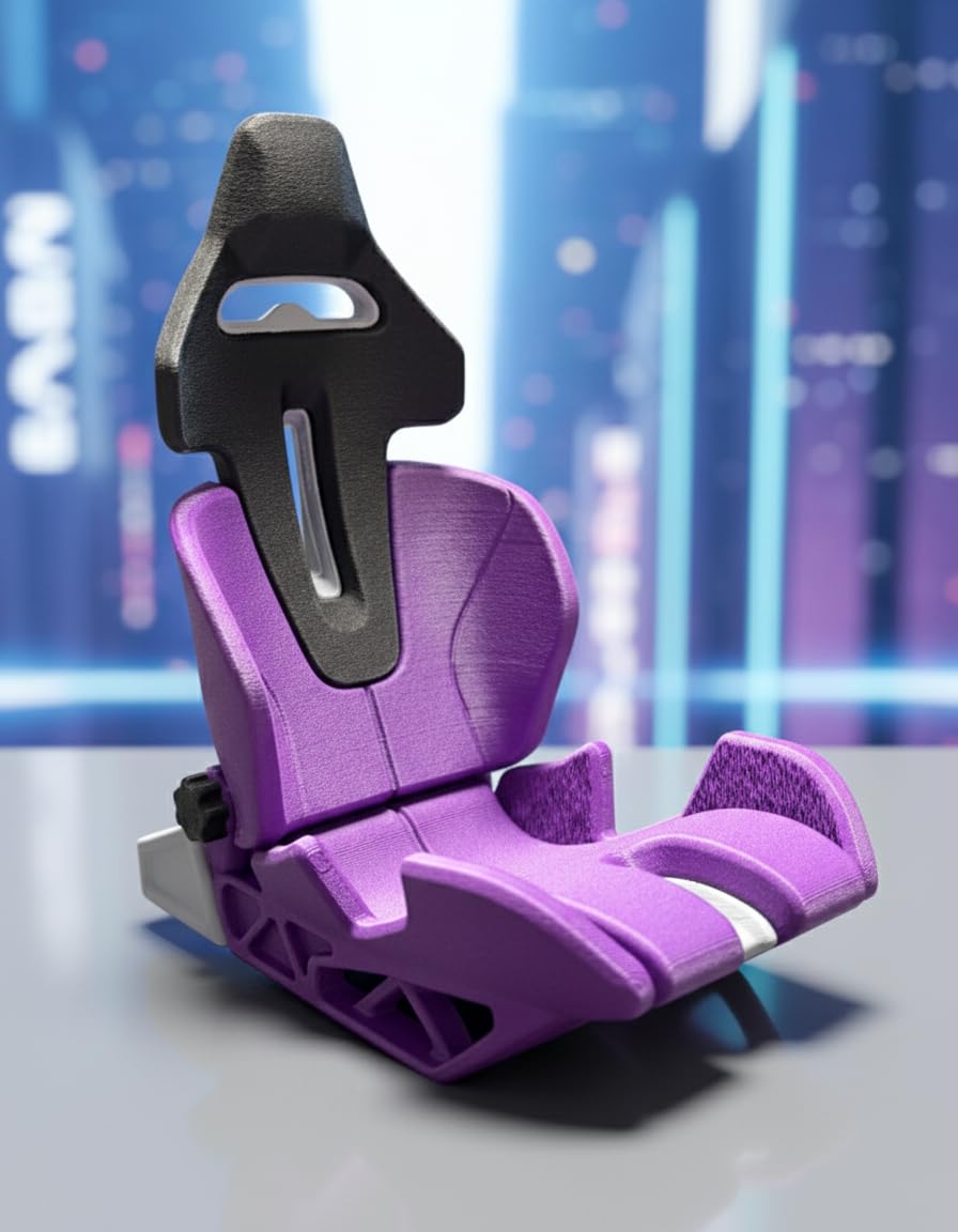 K3D Bugatti Tourbillon Style Racing Seat Mobile Phone Holder | Premium Car-Inspired Desk Mobile Stand | Sports Seat Design | Compatible with All Smartphones Made in India (Violet with Silver)-image-9