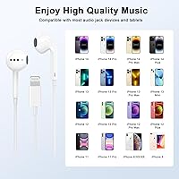 Vista 4 de 2 unidades de auriculares con cable para iPhone con control remoto incorporado para controlar música, llamadas telefónicas y volumen, compatibles