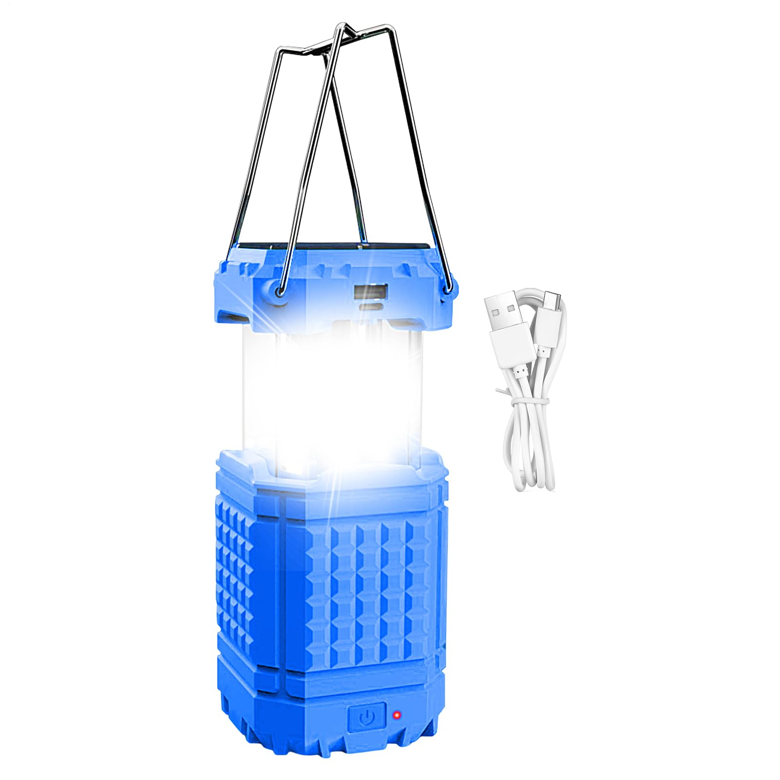 Luz solar de exterior Linterna de manivela plegable impermeable | Lámpara LED solar USB para tienda de campaña para pesca, playa, barbacoa, escalada, jardín, patio o terraza