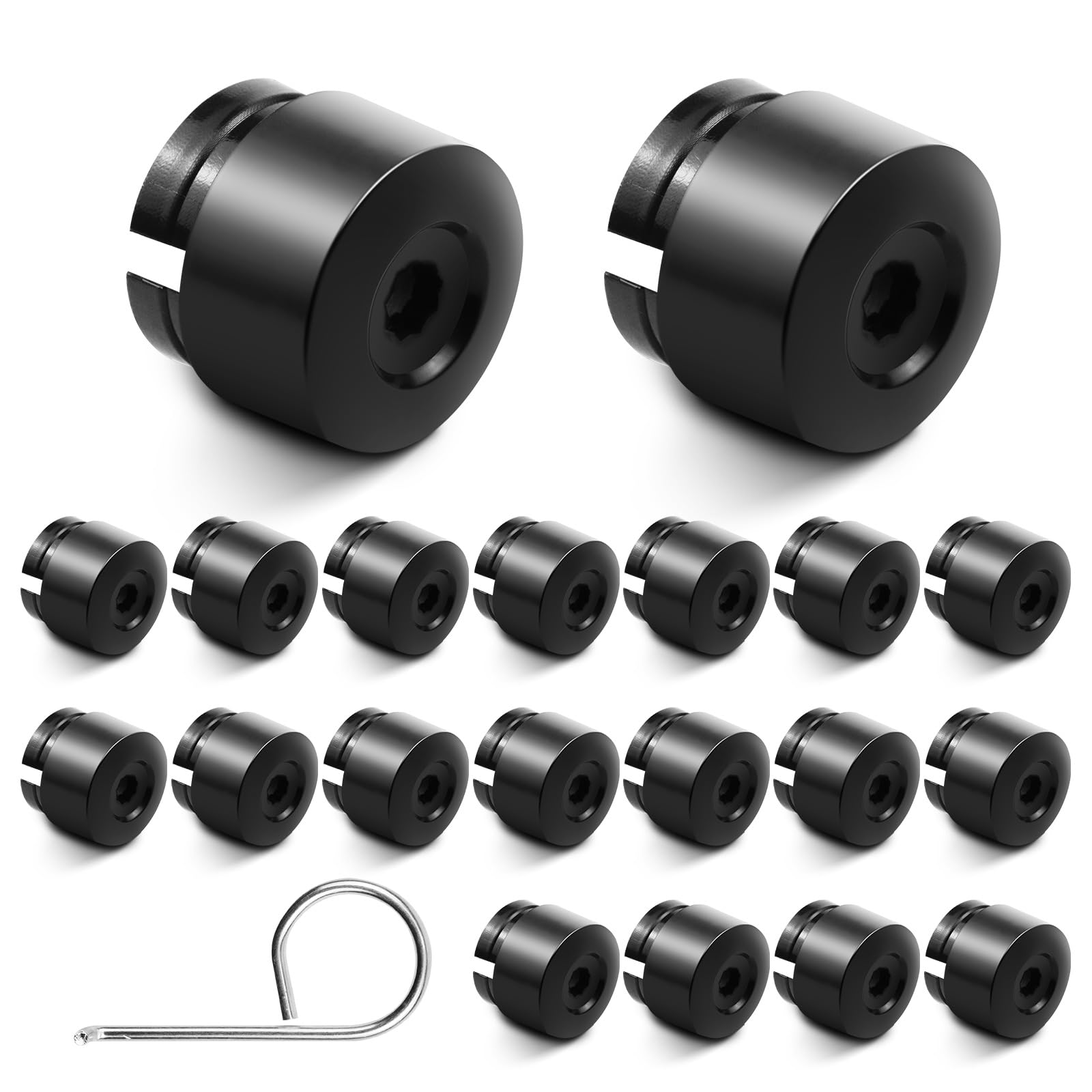 20 Stuks Wielmoerdoppen 19mm Zwart Voor VW Transporter T5 T6 - Met Trekker