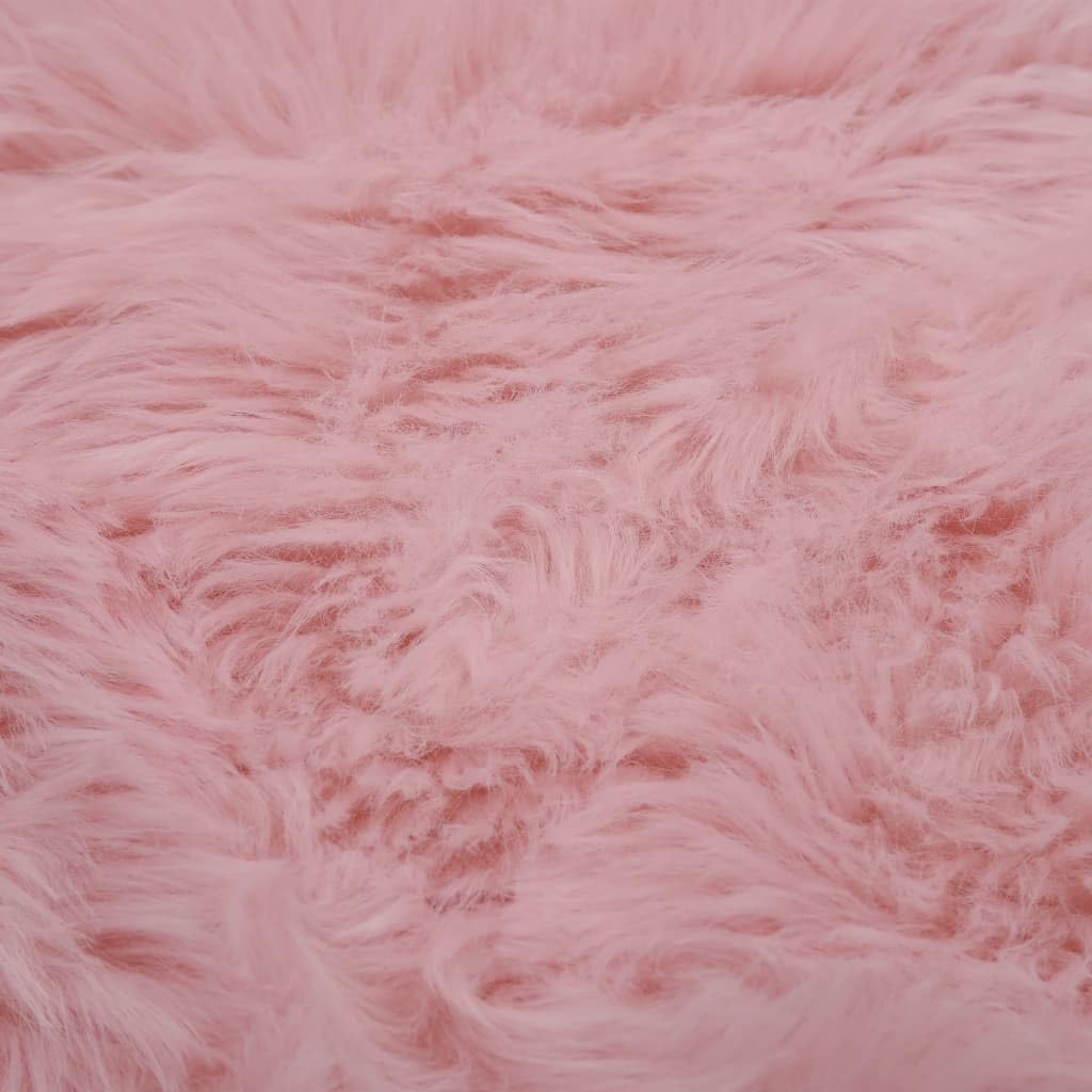 Künstlicher Schafspelz Teppich Rosa 60x90 cm - Weicher Kunstfell Läufer in Tierhaut-Form - Flauschiges Dekofell für Wohnzimmer und Schlafzimmer - Rutschfester Fellteppich