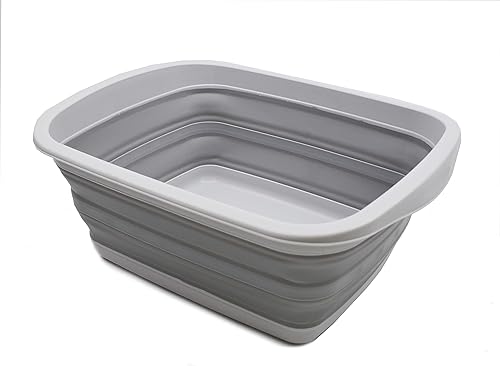 SAMMART Bañera plegable de 10 litros (2.6 galones), lavabo portátil, ahorro de espacio (gris, 1)