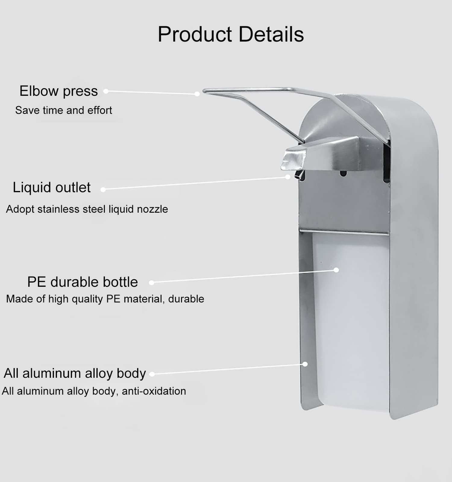 Dispenser di Sapone a Parete, Dispenser di Sapone Manuale per Bagno da Cucina Dispenser di Sapone per Le Mani Ricaricabile per di liquidi Camera di Gel per Shampoo per Uso Domestico Commerciale