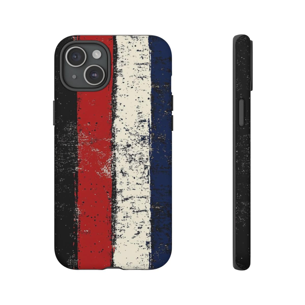 Coque iPhone 15 Plus motif rayures verticales style noir vieilli