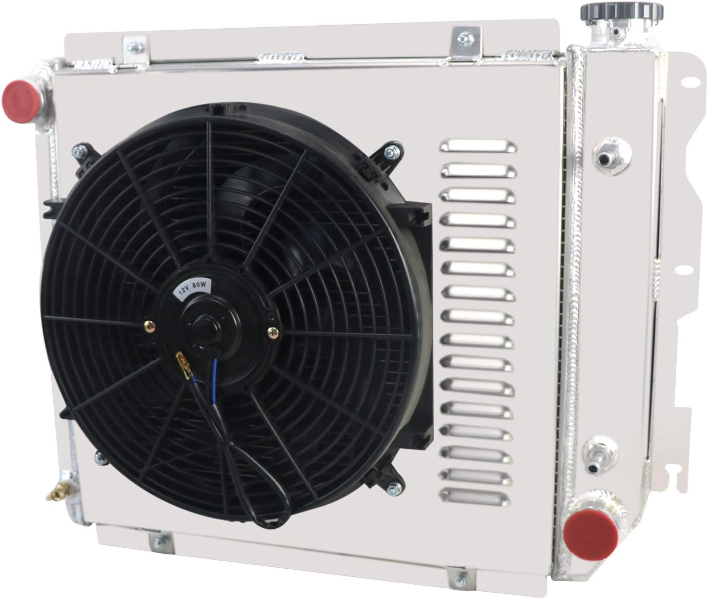 3 Row All Aluminum Radiator + Shroud + Fan + Relay Fit 87-06 Jeep Wrangler 2.4L 2.5L L4/4.0L 4.2 L6 GAS