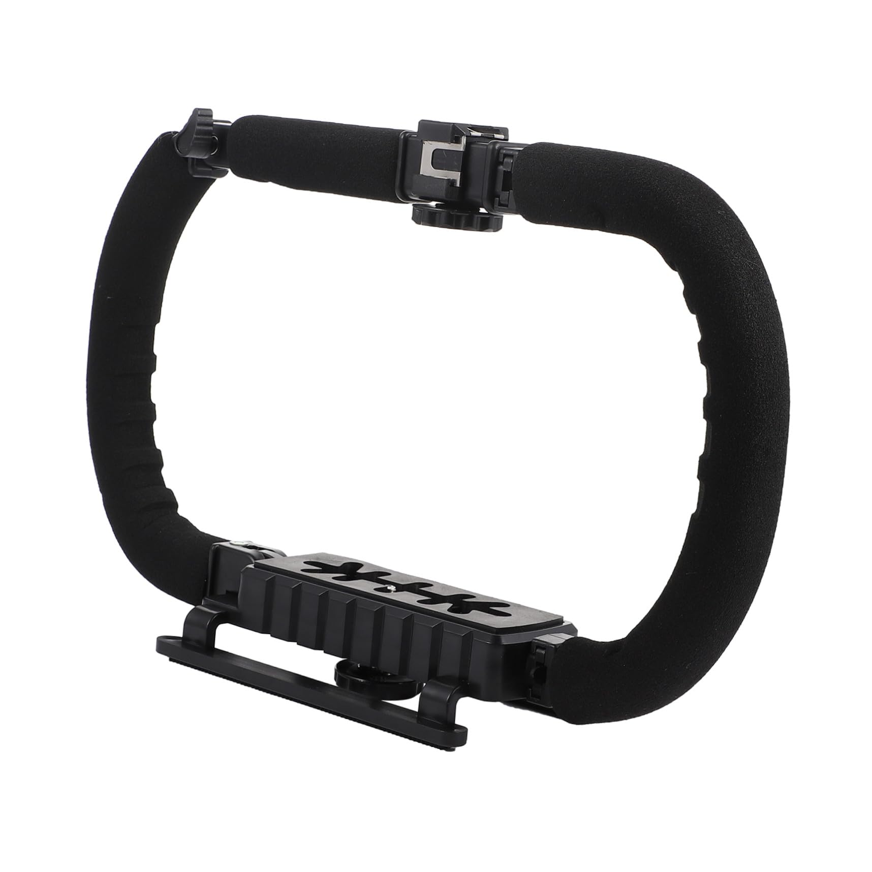 Artibetter Stabilizzatore per Videocamera e Smartphone Nero Impugnatura in Spugna e Supporto per Tre Hot Shoe, Vite da 1/4 Pollice per Riprese Professionali