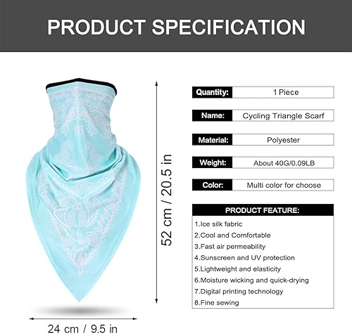 Miniatura 2 de Pañuelos para la cabeza, secado rápido, protección UV, resistente al viento, multifuncional, estampado de cachemira