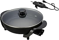 1200W 12-Inch Electric Skillet Ceramic Nonstick Frying Pan, Removable Temp Control, Glass Lid, Dishwasher Safe Portable Cooker