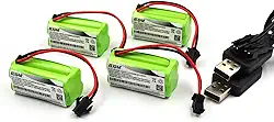 (Pacote Com 4) Baterias Recarregáveis 4,8 V Rc 800 Mah Nimh Aaa Plugue Pequeno 2P Para Carros De Manobras, Robôs E Brinquedos Elétricos