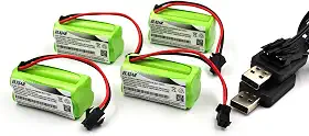 (Pacote Com 4) Baterias Recarregáveis 4,8 V Rc 800 Mah Nimh Aaa Plugue Pequeno 2P Para Carros De Manobras, Robôs E Brinquedos Elétricos