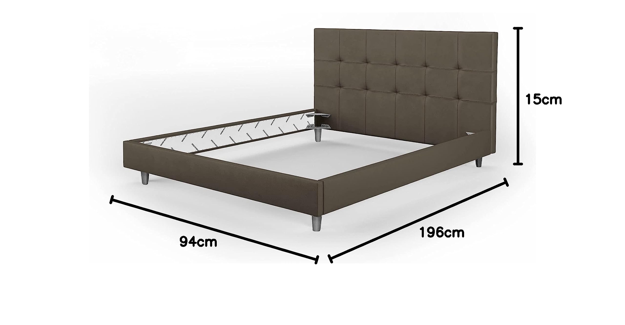 BiBi Relax Letto Matrimoniale Imbottito in Ecopelle | Testiera Imbottita, Telaio Ideale per Tutti i materassi 160 x 190 cm: Memory Foam, Poliuretano, Lattice o a Molle. 100% Made in Italy