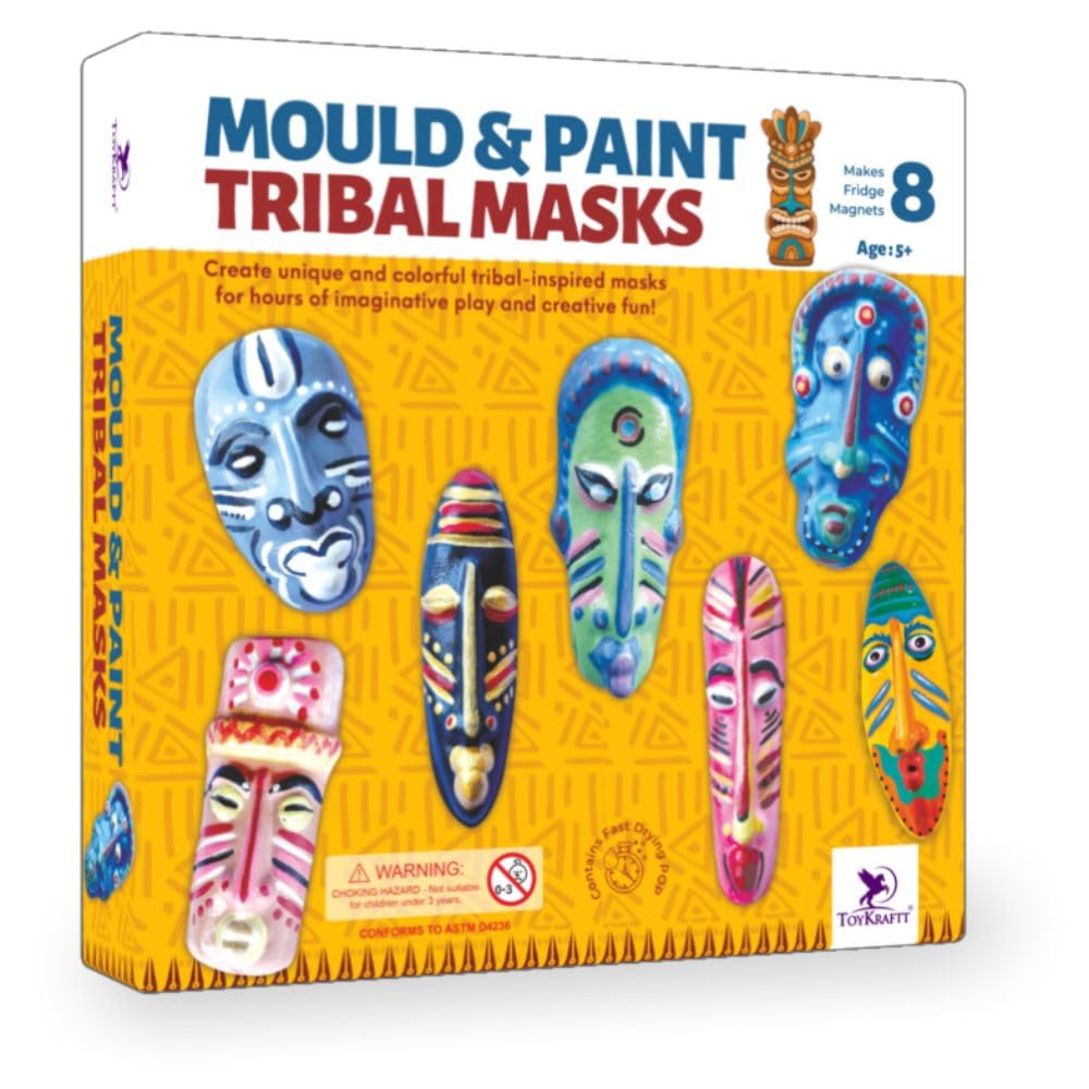 TOYKRAFTT Art and Craft Kit for Kids 6-12 Years Old| Gift for Boys Girls 5-7 Years| Fridge Magnet Making Kit| Mould and Paint Tribal Masks (B005VEE27M) Amazon Price History, Amazon Price Tracker