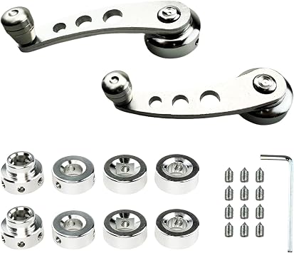 2Pc Window Crank Handle Aluminum Billet Car Wagon Door Window Winder,Silver