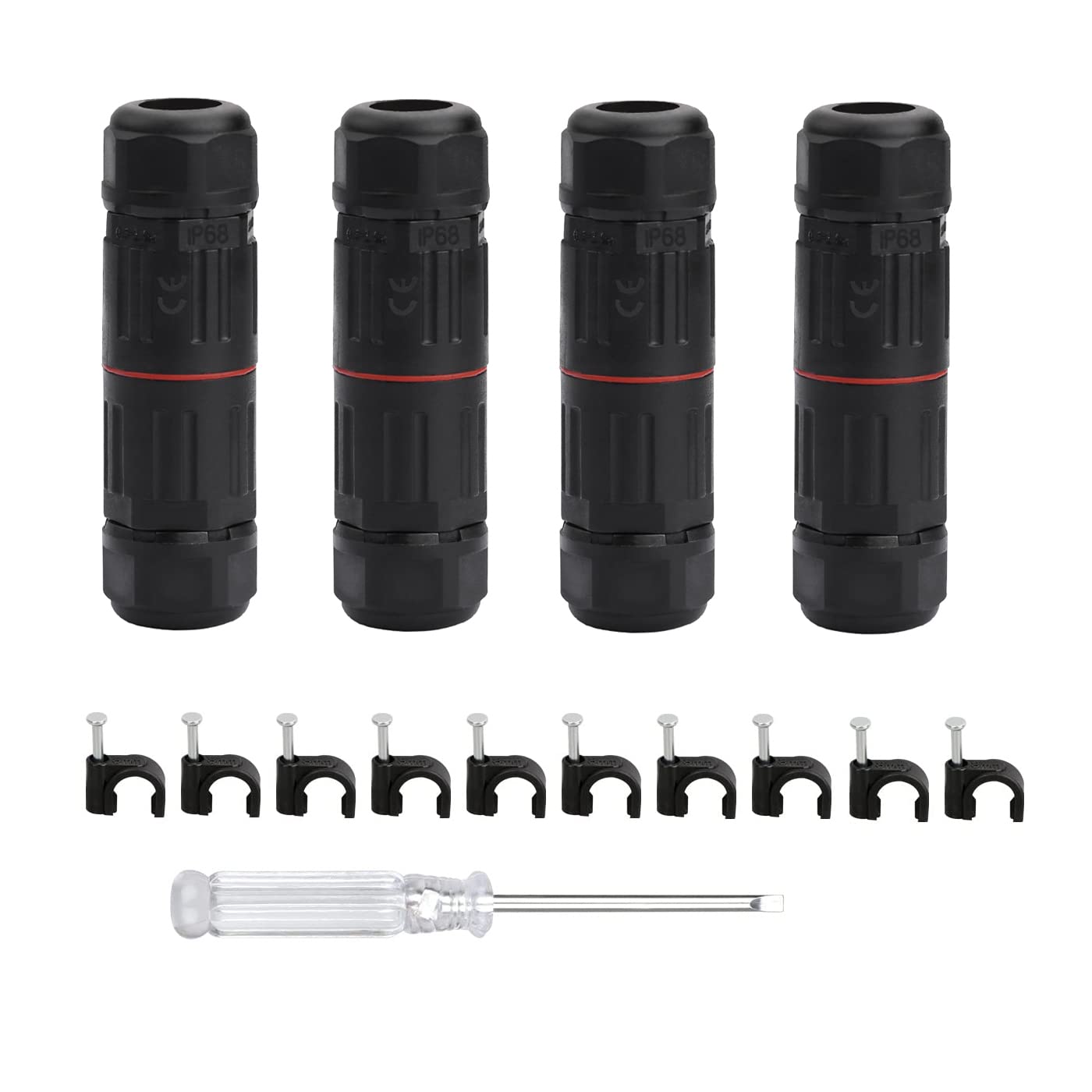 4 Pcs Waterproof Junction Box Outdoor Cable Connector IP68 Waterproof