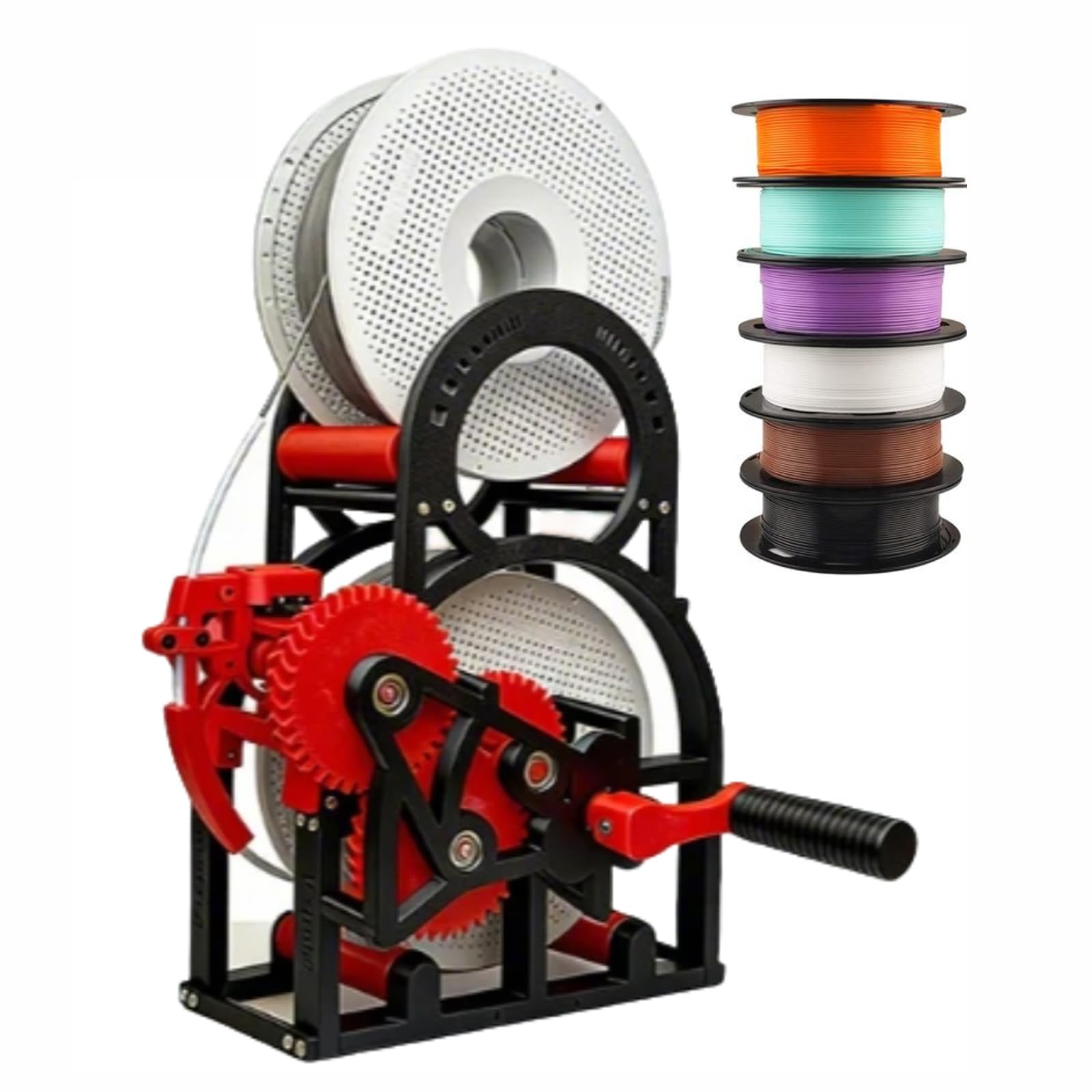 Enrollador de filamento doble manual eléctrico para impresora 3D rojo 1