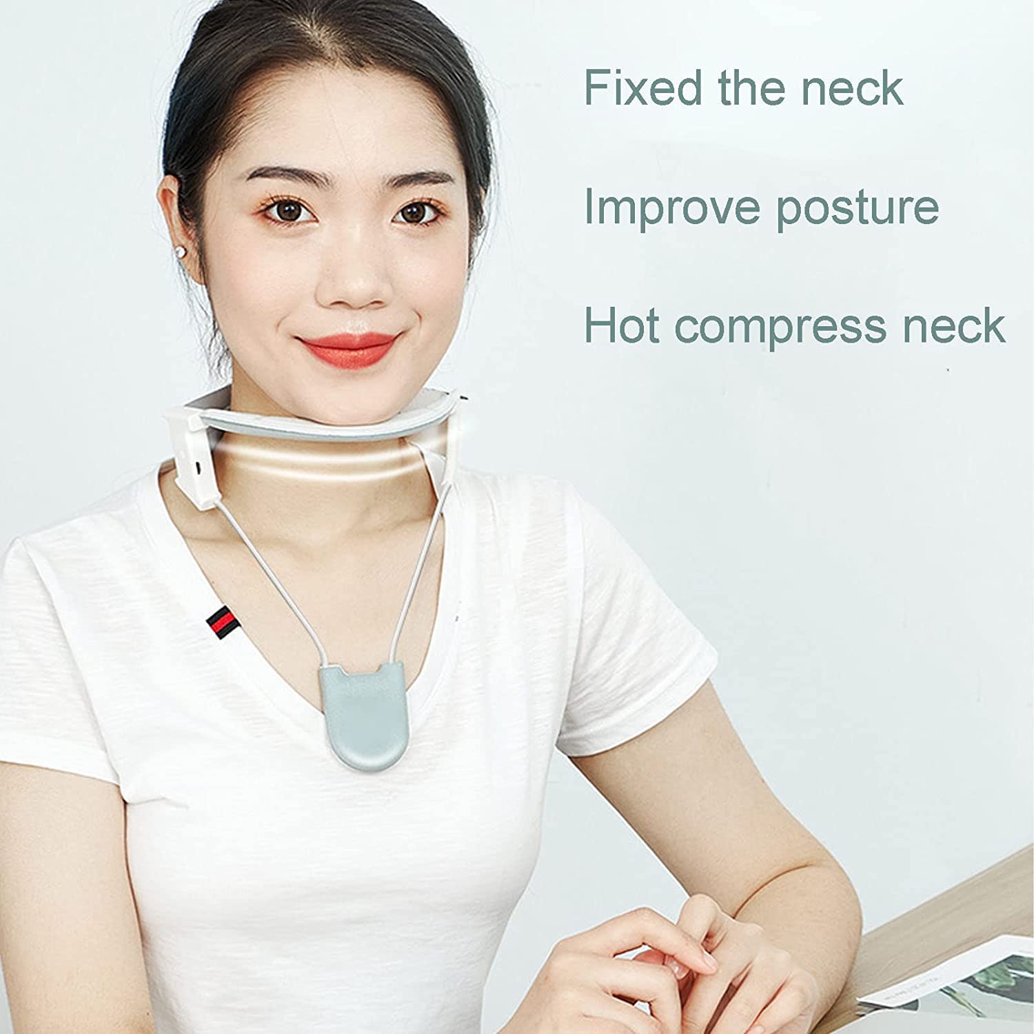 Soporte para el cuello, soporte para el cuello, dispositivo de tracción cervical, compresa caliente para evitar la cabeza hacia adelante, dispositivo corrector de postura del cuello, soporte