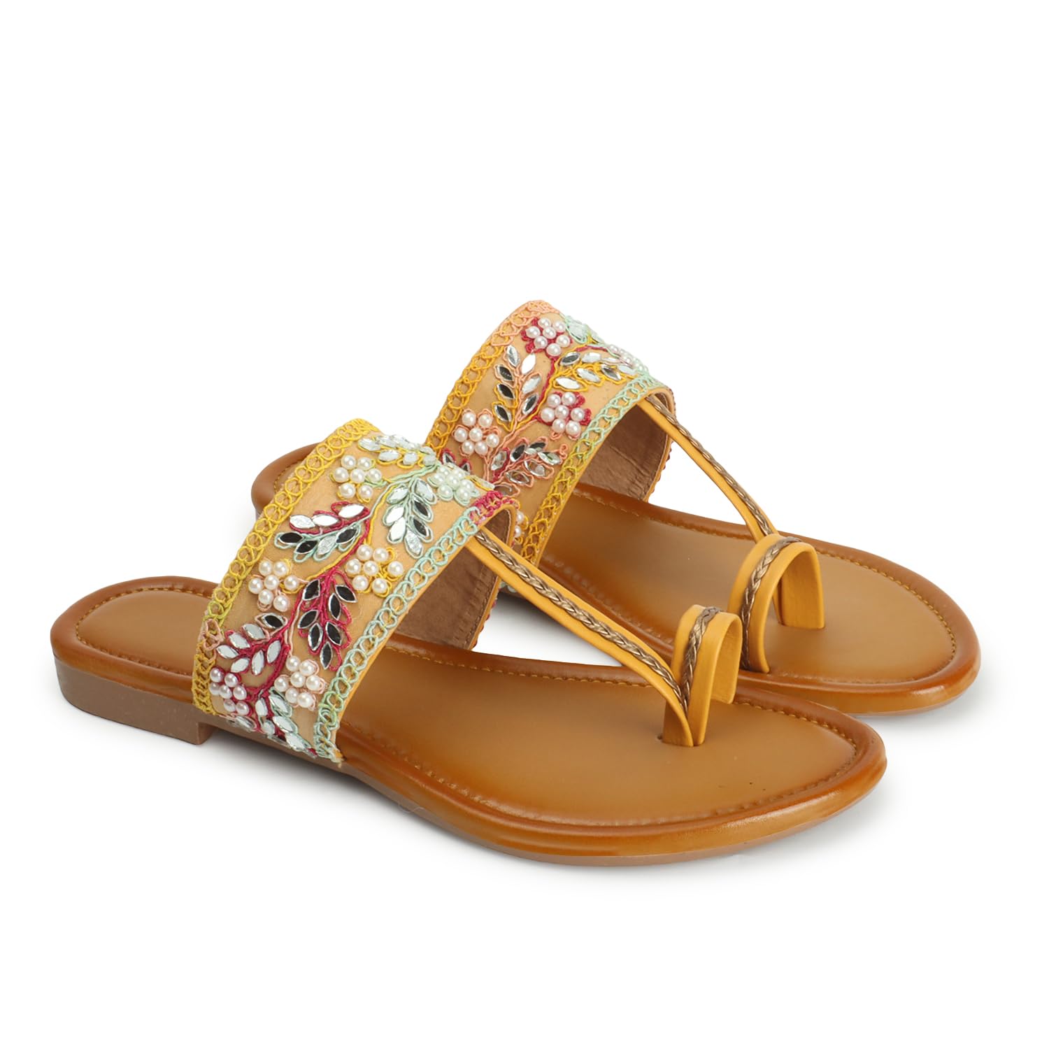 Naitik Women's Fancy Kolhapuri Casual Flats Slip-On Chappal Sandals for Girls Ladies 3 to 8 Sizes-image-7