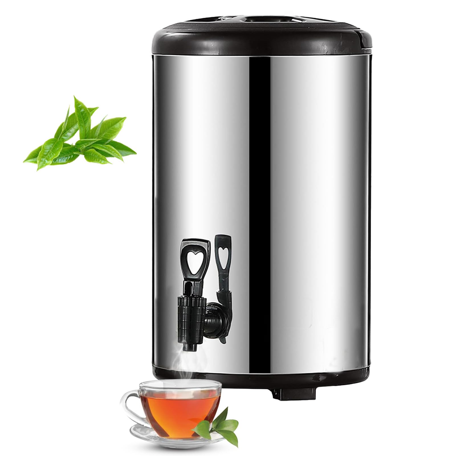 Dispensador de bebidas de acero inoxidable, urna térmica aislada, urna de café y caldera de agua caliente con espiga para bebidas frías y calientes, fiestas, oficina y catering