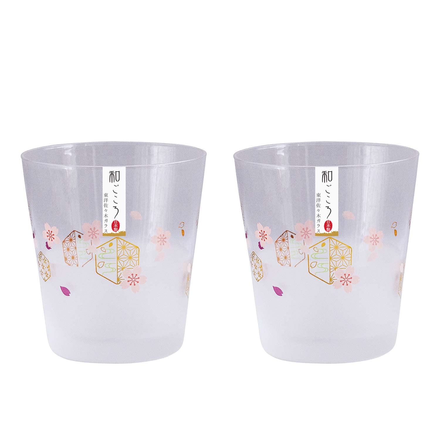 Toyo Sasaki G102-T289 Glass Glass, Wagokoro, Pair of Free Glasses, Cherry Blossom Pattern, 9.1 fl oz (285 ml), Made in Japan, Floral Pattern, Glass, Cup, Gift, Present : Home & Kitchen