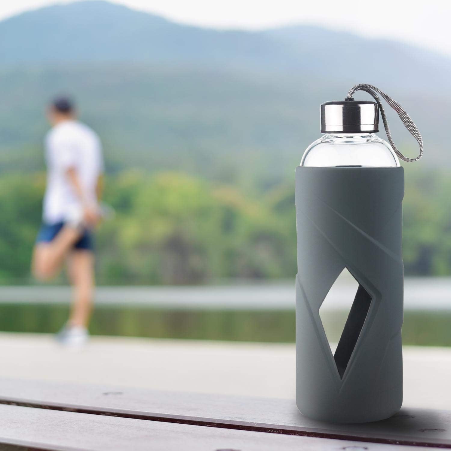 32 OZ Borosilicate Glass Water Bottle BPA Free Reusable Glass Drinking Bottle with Silicone Sleeve and Stainless Steel Lid - Image 6