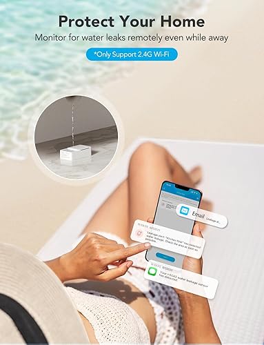 Miniatura 3 de GoveeLife Premium Detector inteligente de fugas de agua 2 con rango ultralargo de 1968 pies, sensor de agua WiFi con SMSEmailAPP Push y alarma