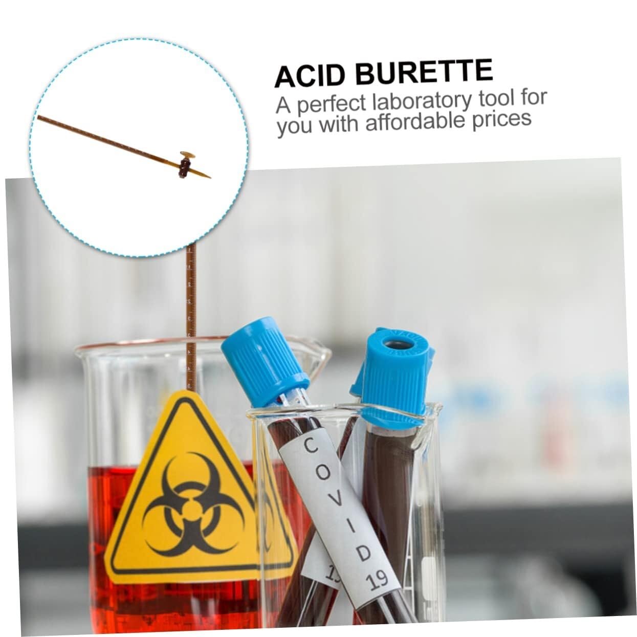 mikrobureta borokrzemowa, Biureta ze szkła borokrzemianowego 2 szt. Wielokolorowa 10/25/50 ml do laboratorium szkolnego(Brown,10ml)