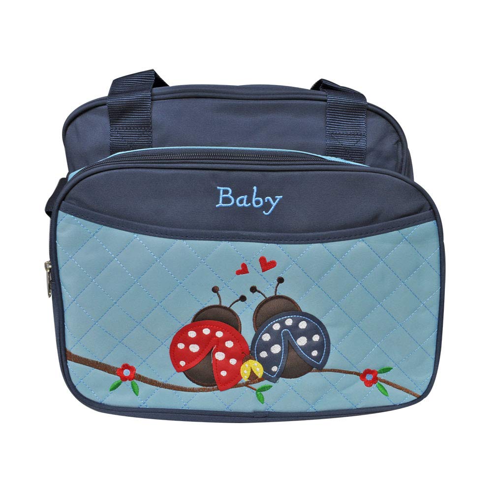 EZ Life Baby Diaper Carry Bag - Ladybirds - 6 compartments - Diaper Changing Mat Included - Waterproof - Large - Nylon - Blue-image-21