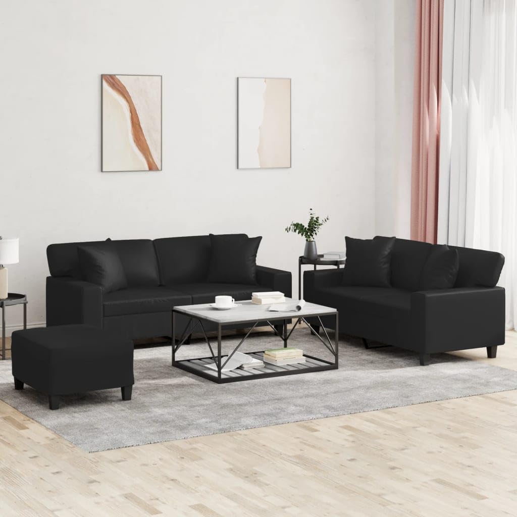 ZMH Canapé 3 places avec oreillers décoratifs noir 180 cm tissu