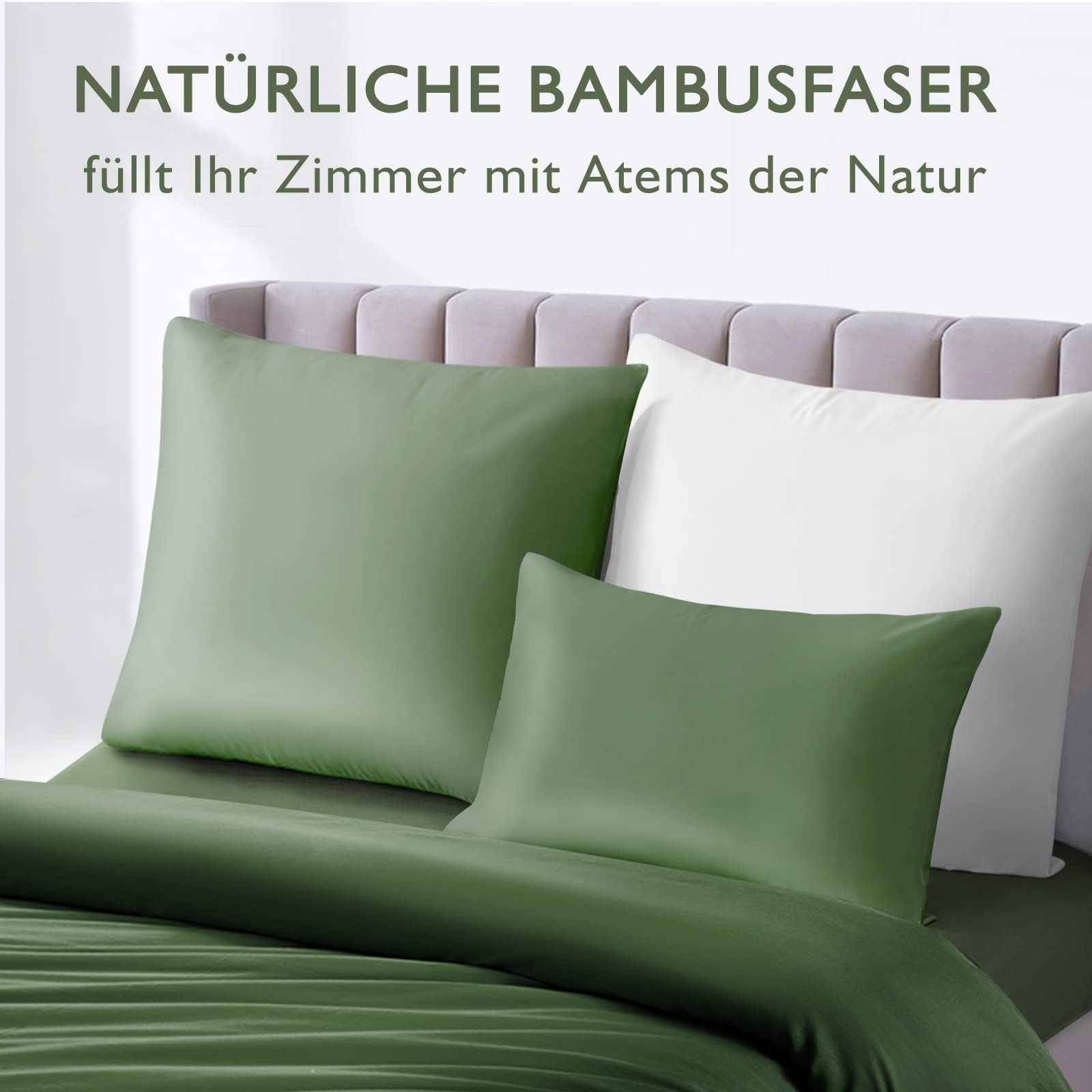 Joyhabit Bambus Kissenbezug 80x80cm, 100% aus Rein Natur, Weich und Seidig  fr Baby, Vegan und Umweltschtzer, Zweier Pack, Moosgrn : Amazon.de: Baby