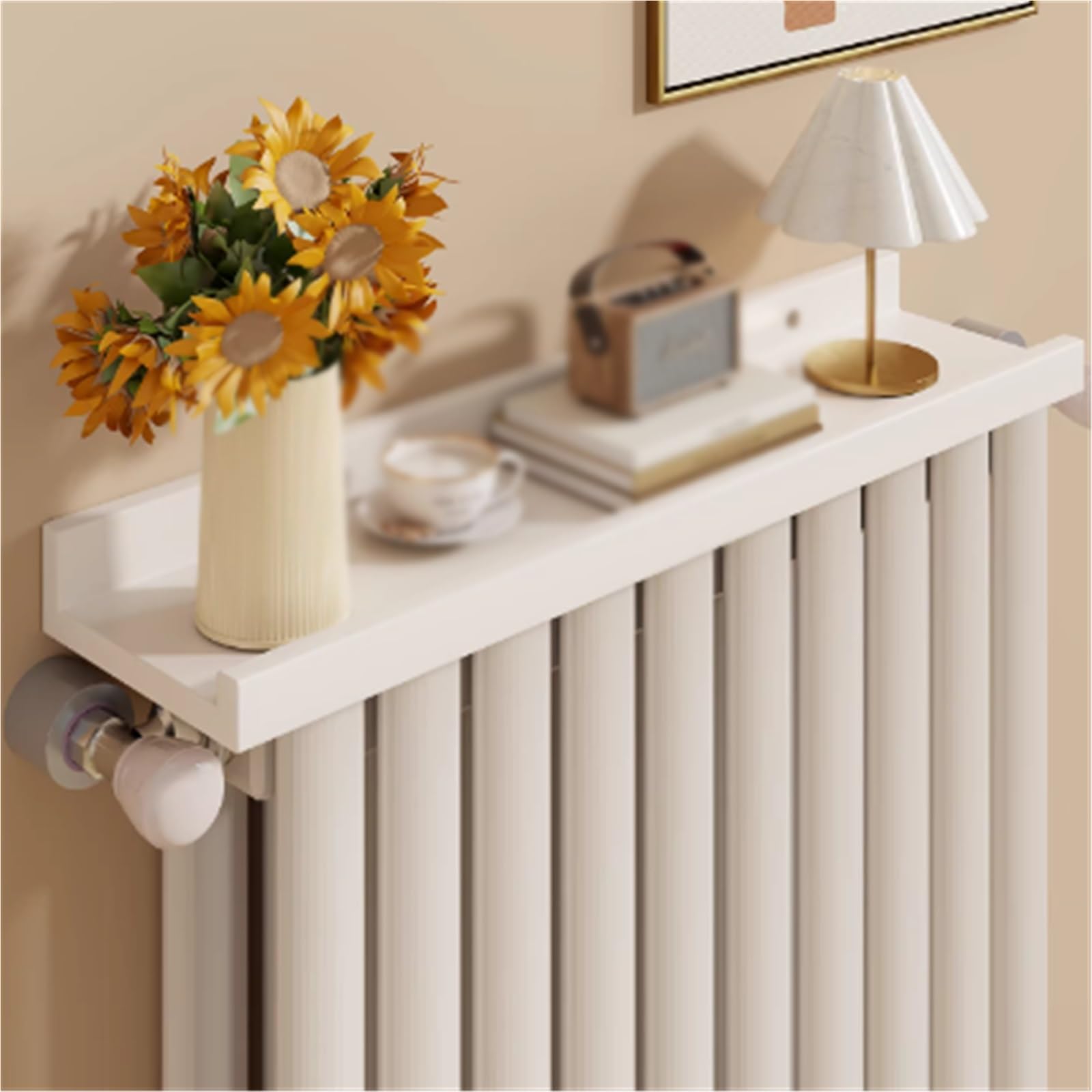Étagère pour radiateur haut de gamme et tablette en bois chic