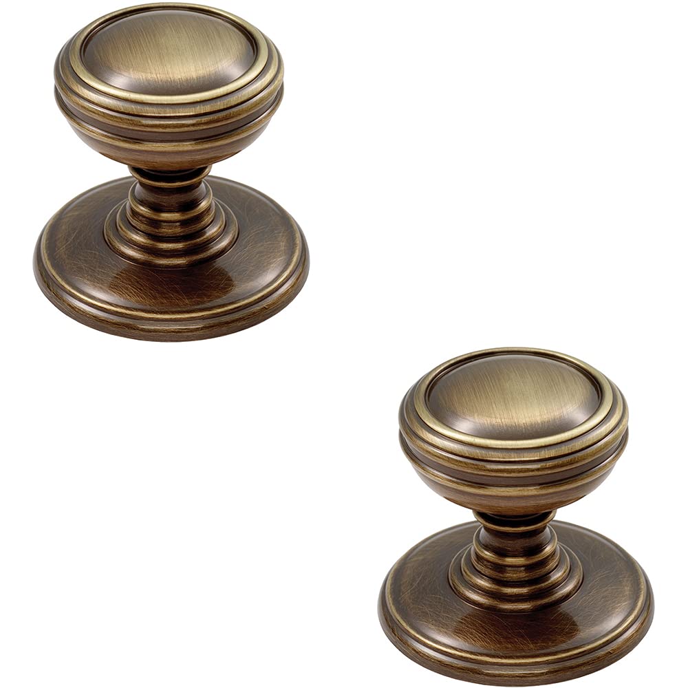 B&Q -  2X Ringed Tiered Cupboard Door Knob 30mm Diameter Bronze Cabinet Handle