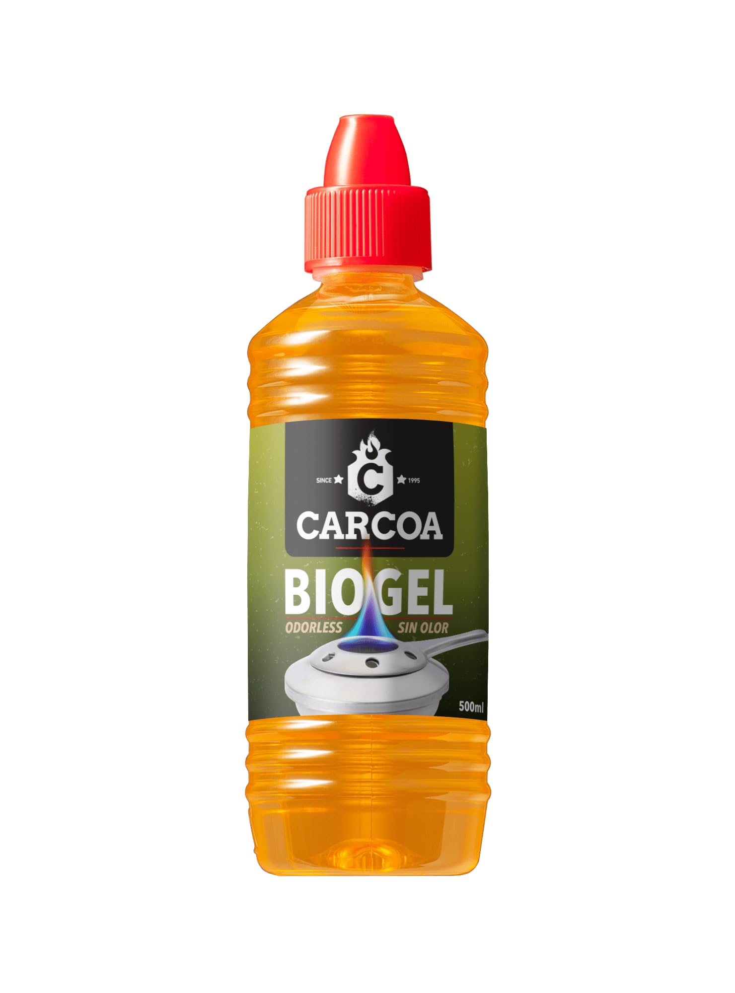 Gel de bioalcochol Carcoa - Spécial pour Fondue, Grills de Table, Wok et allumage de cheminées, sans Odeur, 500 ML. 3 unités.
