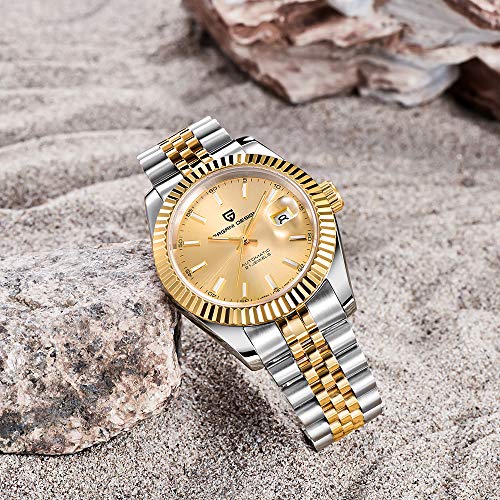 Pagani Design 1645 Herren-Automatikuhren, NH35-Uhrwerk, Edelstahlband, 100 m wasserdicht, selbstaufziehend, Armbanduhr – Bild 5