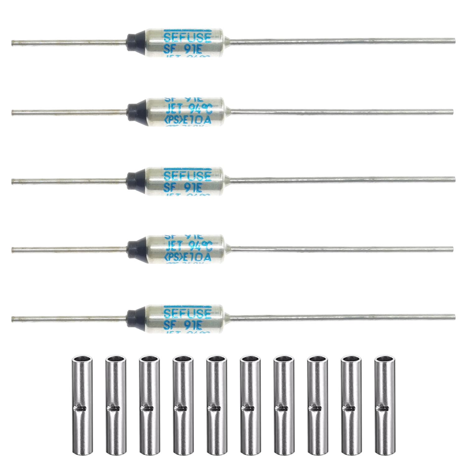 (Pack of 5 pcs) SF91E SEFUSE 10A 250V(Compatible with 110V, 125V) Thermal Fuses 94 Degrees Celsius Thermal Cutoffs 94 Degree