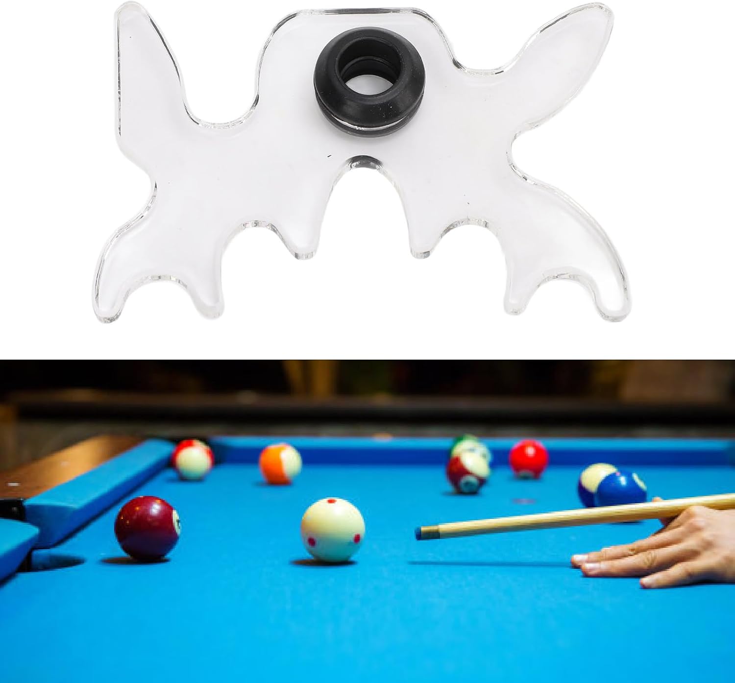 Drfeify Clear Acrylic Pool Billiard Cue Bridge Head, Pool Stick Holder Snooker Nine Ball Billiard Pool Cue Accessory for Pool Table