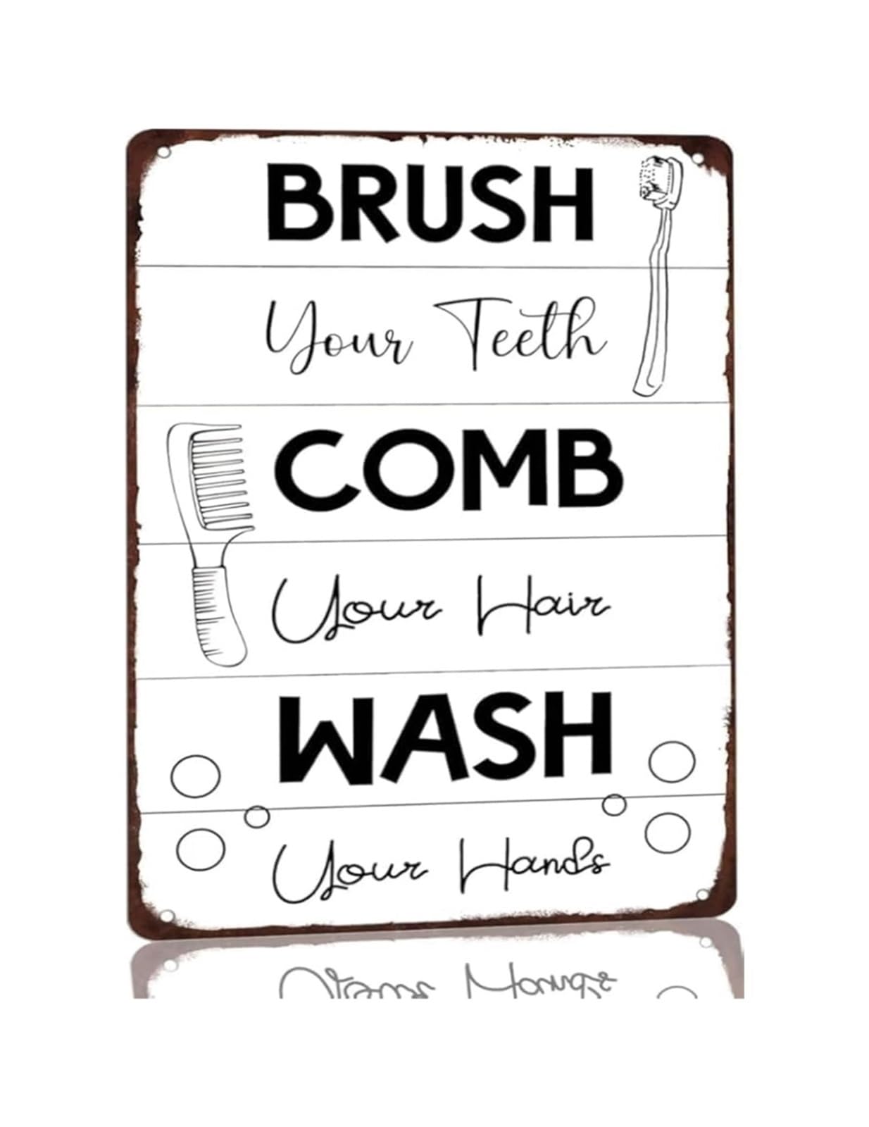 AUOQKQUT Funny Bathroom Rules Metal Tin Sign Vintage Retro Wall-Art with Hygiene Quote for Toilet Restroom Bathroom Home Decor (8 X 12 inch)