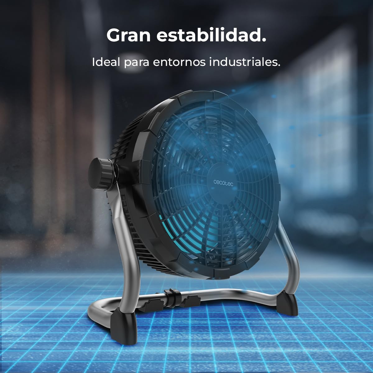 Cecotec Industrieller Bodenventilator Proindustry Portable.12000mAh,Durchmesser 25,4 cm, 9 Geschwindigkeiten Leistungsstarker Akku,Robustes Design,Verstellbare Neigung,Schutzgitter,Einfacher Transport