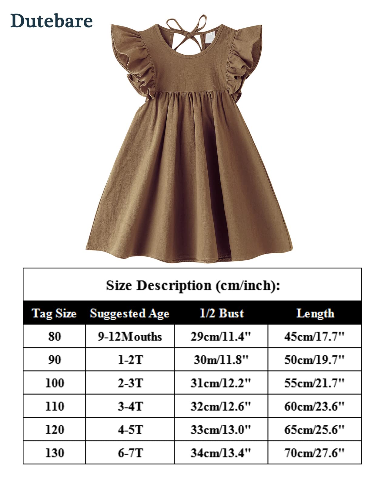 Vestito da bambina in cotone e lino con volant Halter senza maniche Abiti estivi per bambini