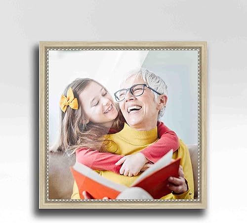 Miniatura 4 de Marco de 5 x 5 pulgadas de ancho de madera real plateada de 0.75 pulgadas Profundidad del marco interior de 0.5 pulgadas Marco de fotos