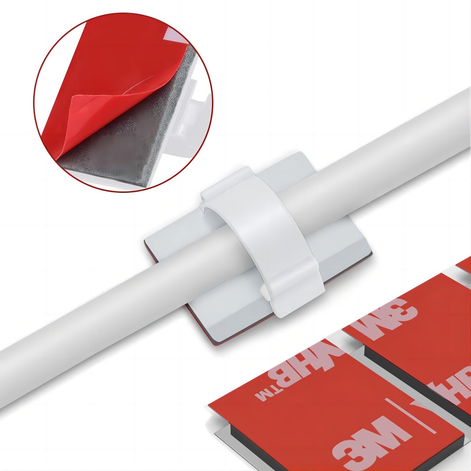 100 szt. samoprzylepnych uchwytów na kabel, trwałe, 3M do użytku na zewnątrz i wewnątrz, klipsy do organizera kablowego, zaciski kablowe na biurku, do mocowania łańcucha świetlnego, biura, domu