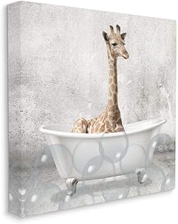 Stupell Industries Baby Giraffe Bath Time Cute Animal Design, 17 x 17, (aa-345_cn_17x17)