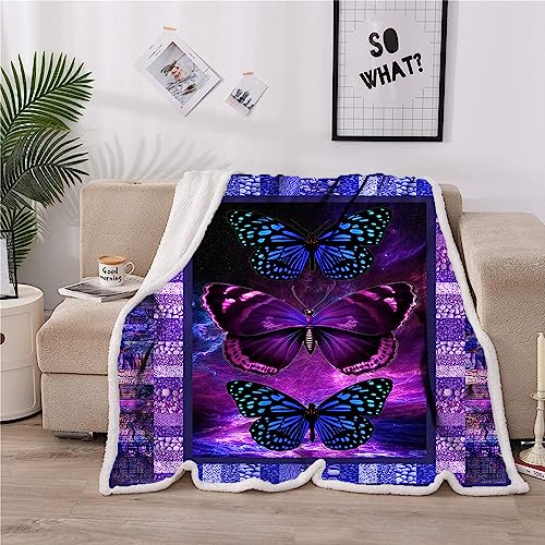 Ultra Soft Butterfly Theme Blanket For Kids And Adults Microfiber Plush Sherpa Blanket For Bed And Couch Warm Fuzzy Throw Blanket Cozy Throws Blankets 51'' X 59'' (Butterfly01) #TOP4