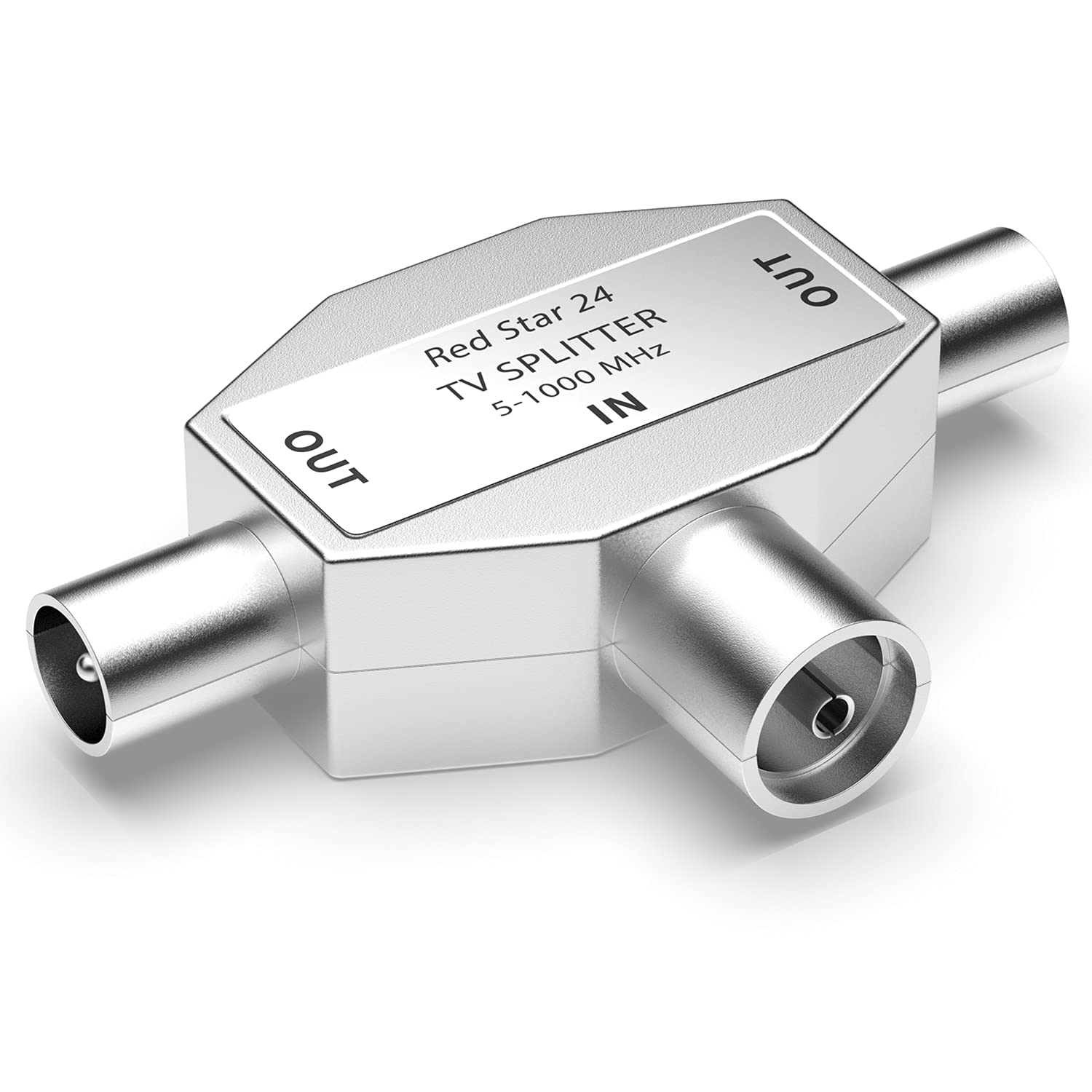 Splitter TV 2 Vie – Distributore Antenna 1 Ingresso Maschio IEC A 2 Uscite Femmina, Perdita 3.5dB, Isolamento 22dB – Per TV, Decoder E Console Di Gioco