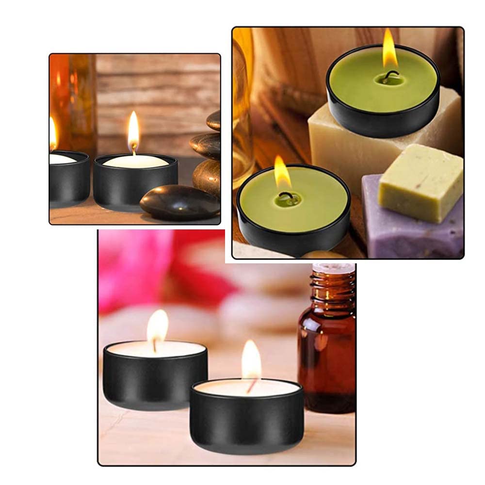 Confezione da 30 barattoli in alluminio nero contenitori per candele in metallo ricaricabili con tappo per fare candele, artigianato, condimenti da cucina （50 g）
