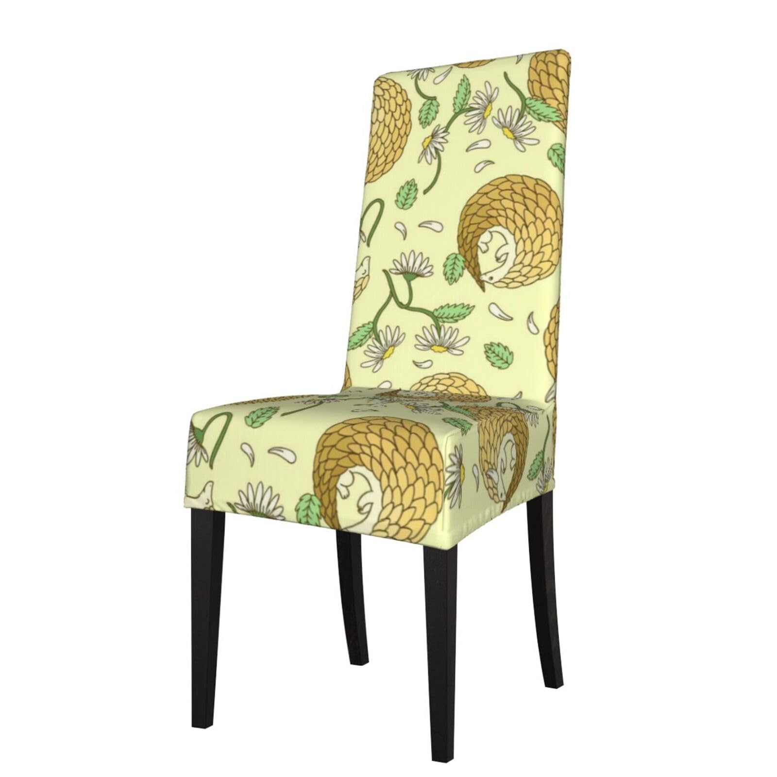 Lkymoh As Picture Pangolins And Daisies, Chair Covers Stretch Chair Slipcovers For Dining Room, For Party Pet Protection Universal Fit Soft Polyester
