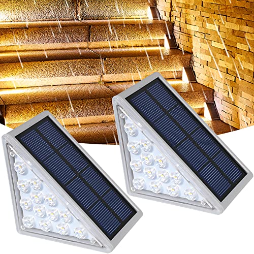 Sunlight Encounter Solar Step Lights Ip68 Waterproof Outdoor Stair Lights, Warm White Led Solar Deck Lights Solar Powered Outdoor Solar Lights For Steps,Yard, Patio, Garden, Front Door, Pathway,2 Pack #TOP2