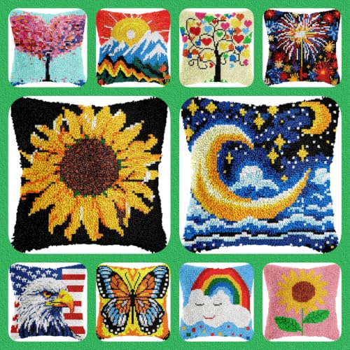 Image of Latch Hook Kits for Adults Beginners, Rug Hooking Kit 30*30cm Small Home Decor Rugs Making Kit with Crochet Tool & Precut Yarns and Coded Canvas Christmax Halloween Craft Gifts for Women Mom