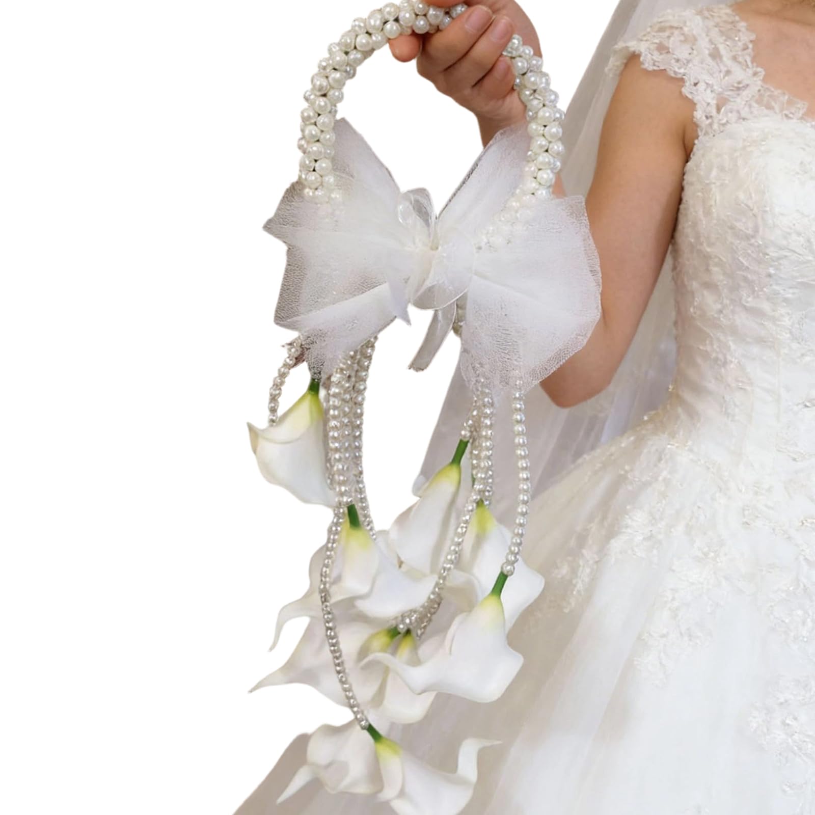 Kaeltsyn Delicate Satined Bridal Bouquet Artificial Flower Hand Carrying Flower for Wedding Ceremony Special Occasion Photoshoots Wedding Accessories